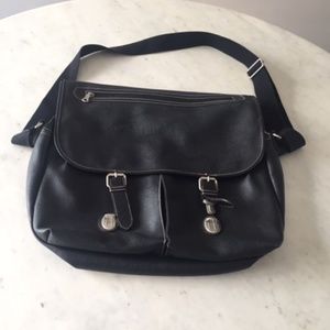 Black Leather Casual Messenger Bag